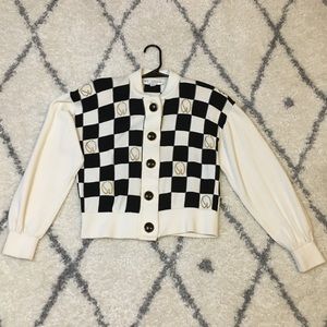 ST. JOHN Luxury Jacket Black & Ivory Checked